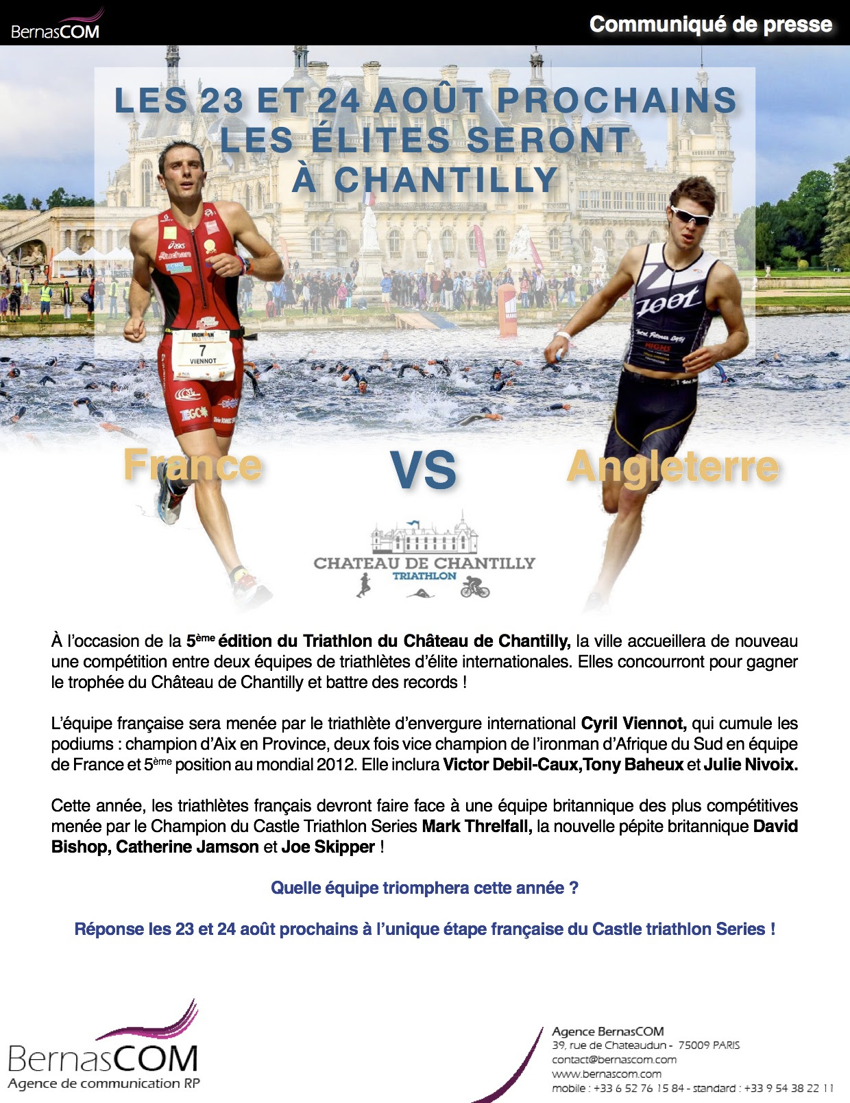 Ce weekend les elites seront aux Triathlon du Château de Chantilly!
