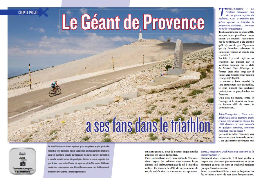 A lire dans TrimaX#151 : Le Géant de Provence a ses fans dans le triathlon