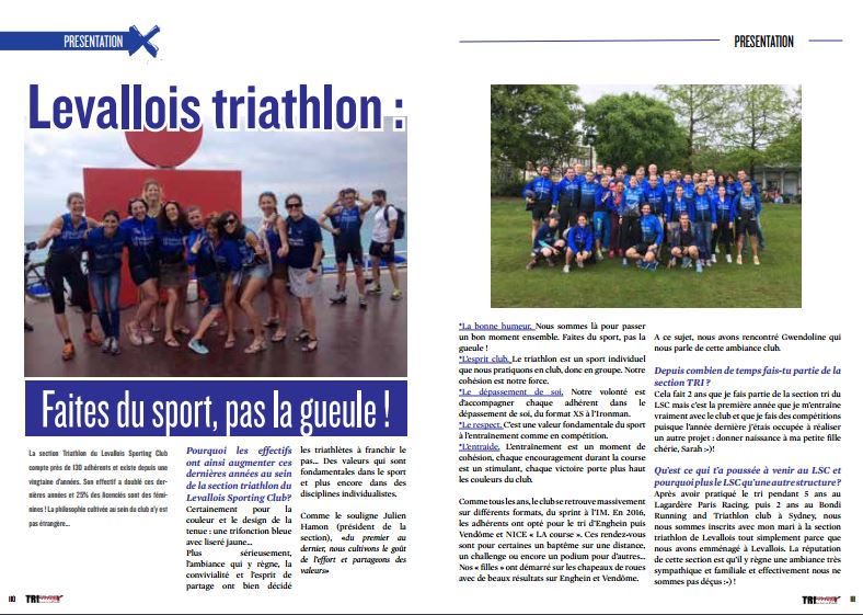 A lire dans TrimaX#155 : Levallois triathlon : Faites du sport, pas la gueule !