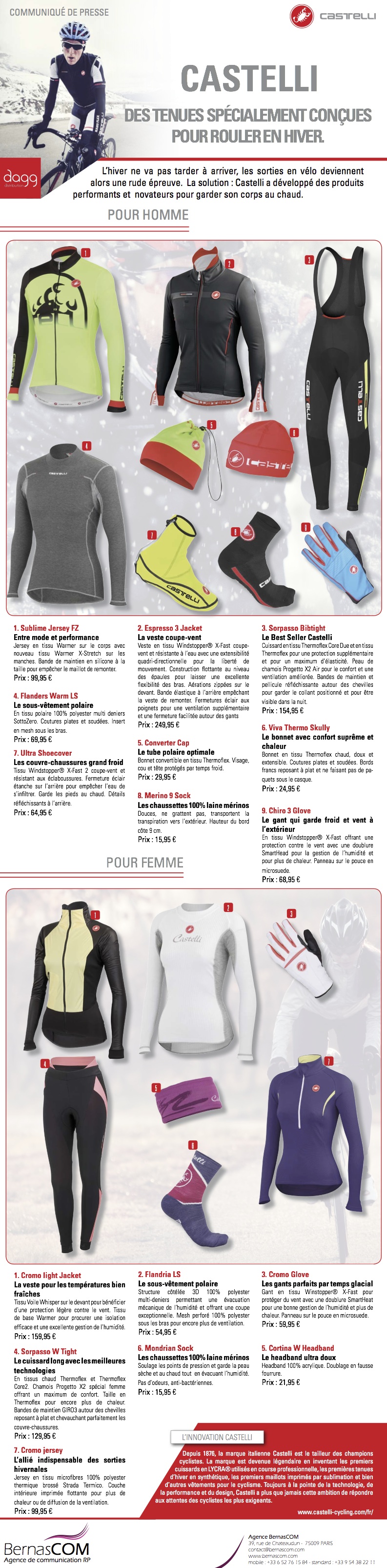 CASTELLI propose des produits performants et innovants pour rouler en plein hiver et garder son corps au chaud !