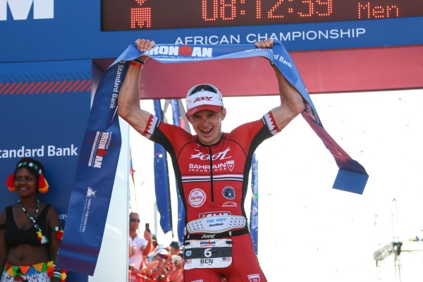 "PORT ELIZABETH, SOUTH AFRICA - APRIL 10: In this handout image provided by Ironman Ben Hoffman wins the men's event during the Standard Bank IRONMAN African Championship at Nelson Mandela Bay, Port Elizabeth on April 10th, 2016 in Port Elizabeth, South Africa. (Photo by Craig Muller/IRONMAN via Getty Images)"