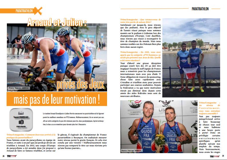 Arnaud et Julien : privés des Jeux mais pas de leur motivation !, retrouvez leur interview dans TrimaX#154