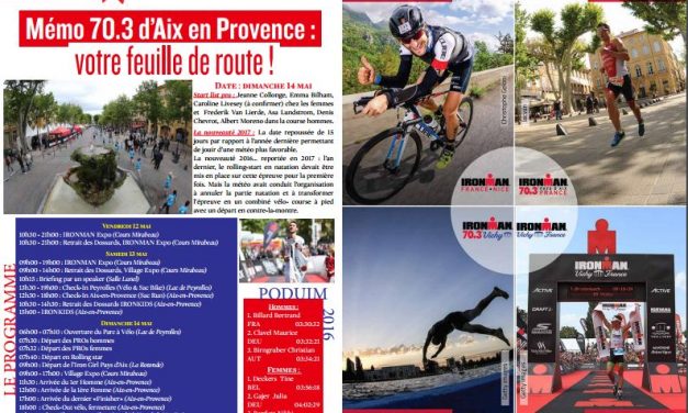 Retrouvez le Mémo de TrimaX#162 : 70.3 d’Aix en Provence