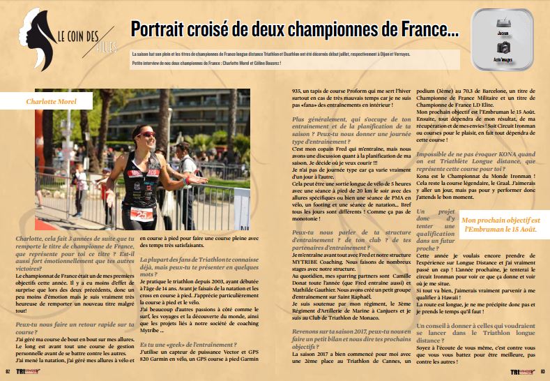 TrimaX#166 vous propose le portrait croisé de deux championnes de France…