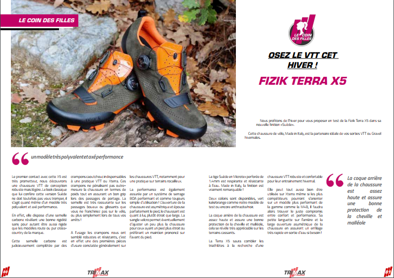 Les filles grâce à TrimaX#171 osez le VTT cet hiver avec la paire de FIZIK TERRA X5