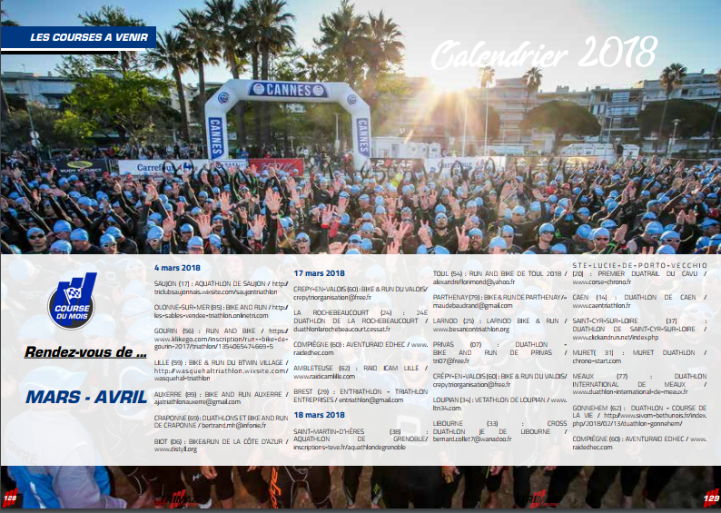 Retrouvez le calendrier des courses du mois d’Avril dans TrimaX#172