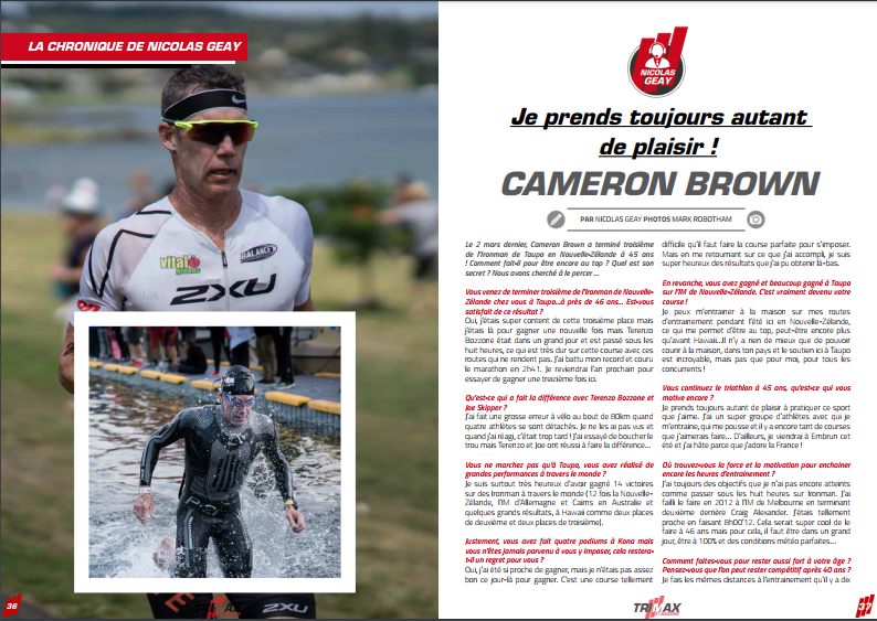 A lire dans TrimaX#173 l’interview de Cameron BROWN