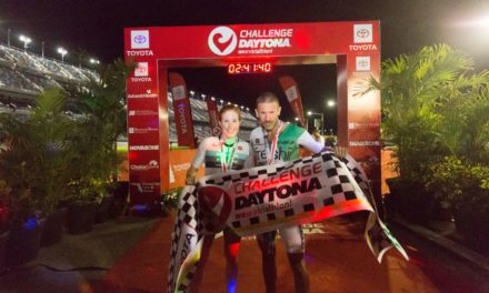 Spectacular Canadian victories at CHALLENGEDAYTONA: Lionel Sanders and Paula Findlay celebrating magnificent race