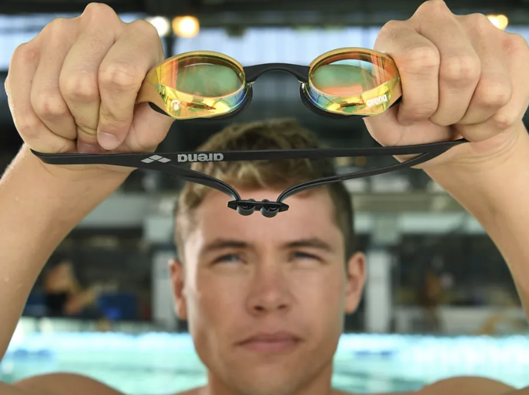 Gafas de natación Arena Cobra Tri Swipe Mirror, color verde y amarillo